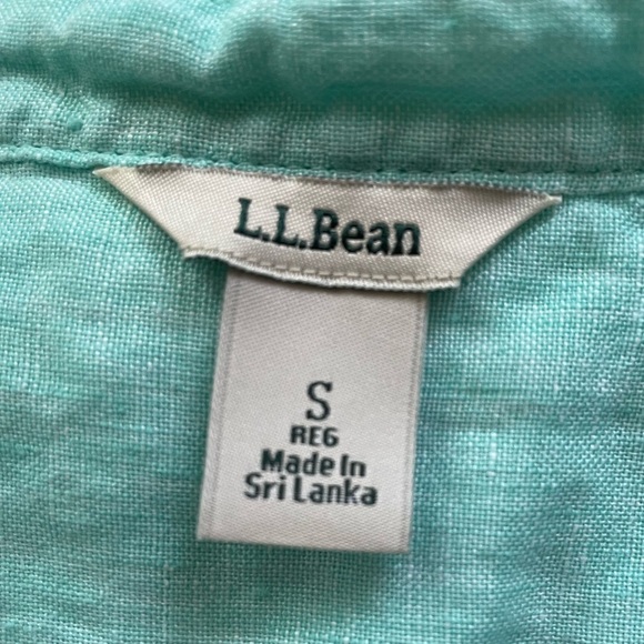 L.L. bean 100% Linen V-Neck Hi-Lo Tunic Top Light Turquoise Teal Blue - Picture 7 of 11